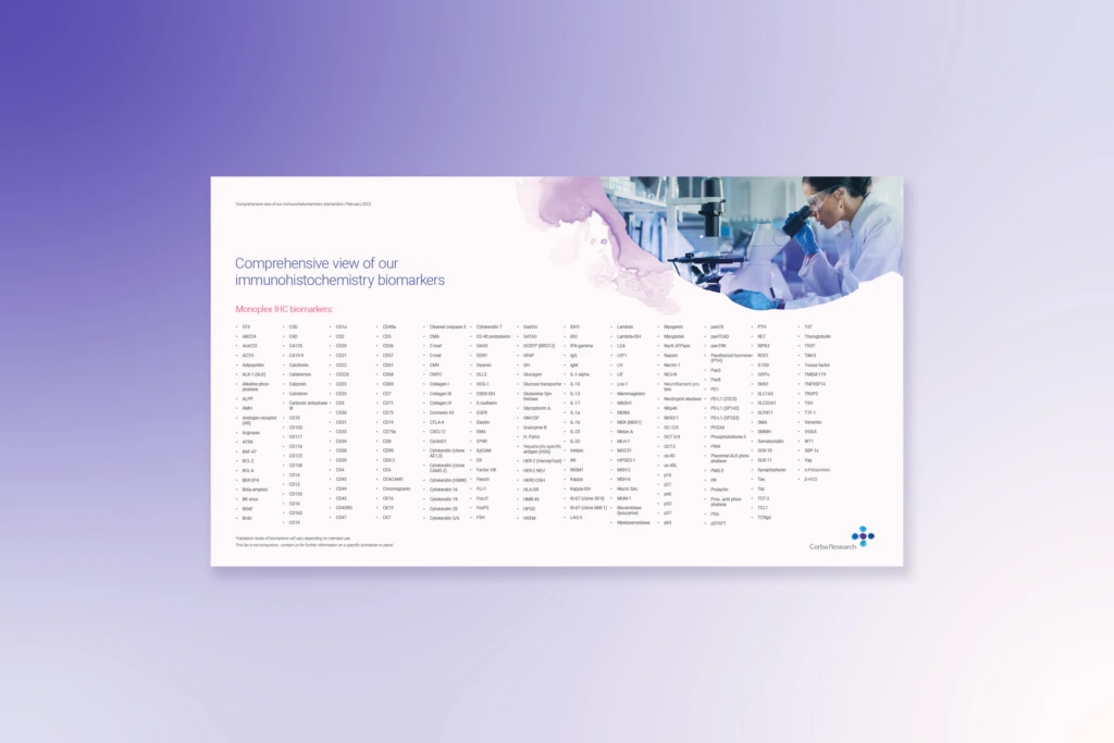 Comprehensive view of our immunohistochemistry biomarkers