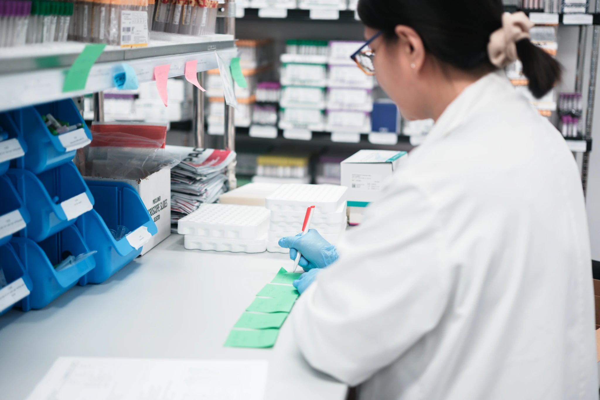 Female scientist handling samples