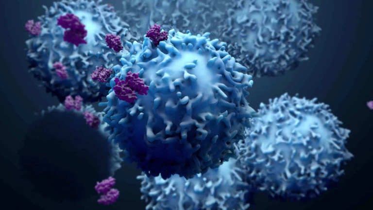 3d,Illustration,Proteins,With,Lymphocytes,,,T,Cells,Or,Cancer