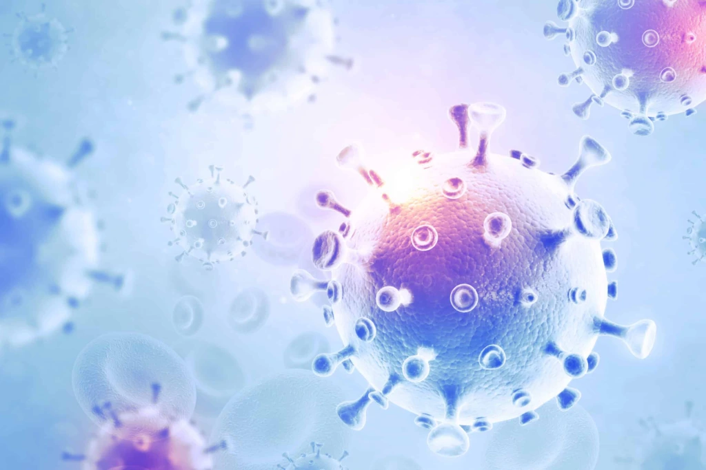 Virus,Cell,On,Scientific,Background.,3d,Illustration