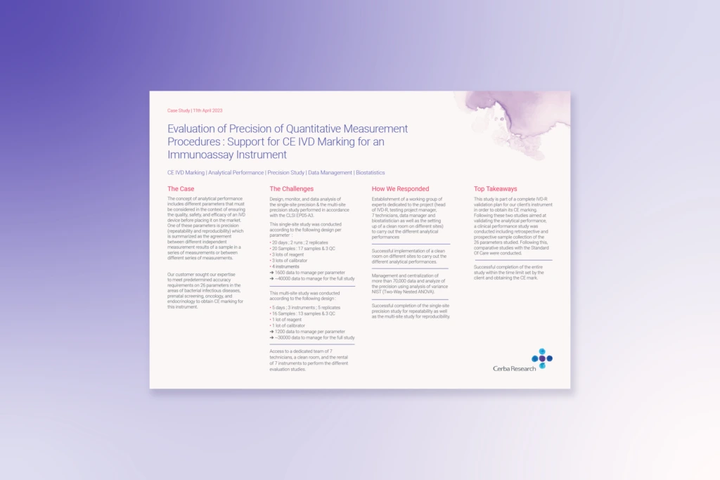 Evaluation of Precision of Quantitative Measurement Procedures- Support for CE IVD Marking for an Immunoassay Instrument