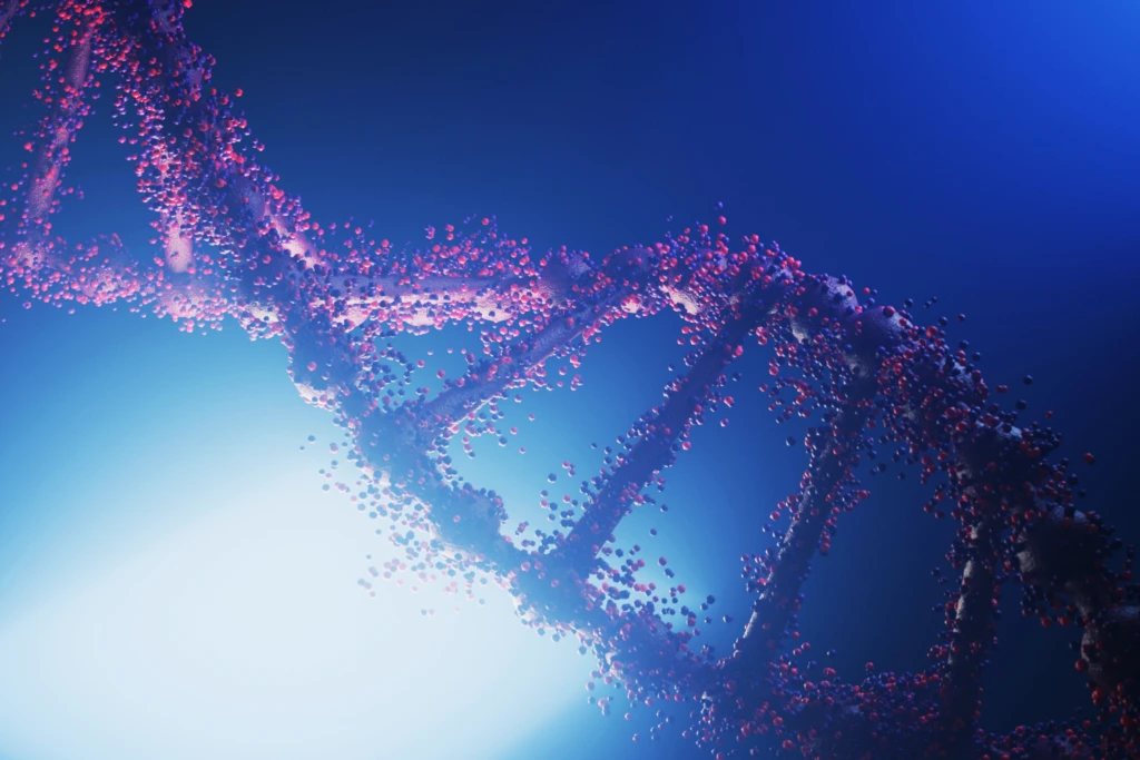 High-tech,3d,Render,Of,A,Dna,Double,Helix,Molecule,With
